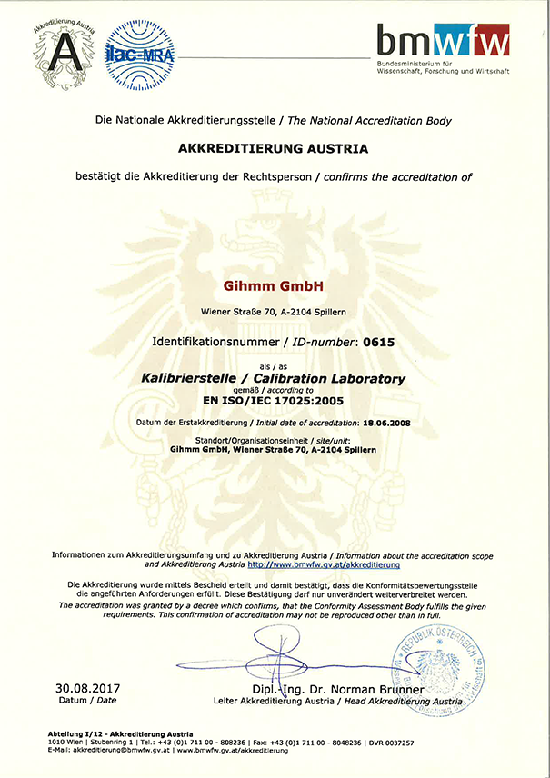 GIHMM ISO17025 KalibrierLabor / calibration laboratory